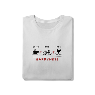 Nome do produto T-Shirt Quality - Coffee + Bike + Dog = Hapyness