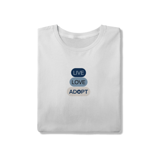 Nome do produto T-Shirt Quality - Live, Love, Adopt Blue