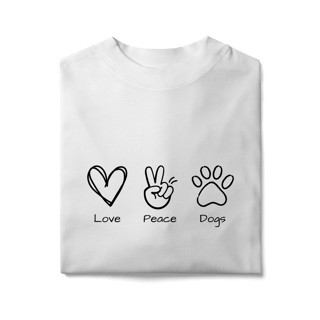 Nome do produto Camiseta Oversized - Love, Peace, Dogs