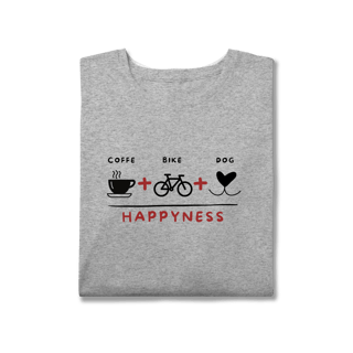 Nome do produto T-Shirt Plus Size - Coffee + Bike + Dog = Hapyness
