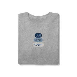 Nome do produto T-Shirt Quality - Live, Love, Adopt Blue