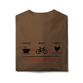 Nome do produto Camiseta Oversized - Coffee + Book + Dog = Happyness