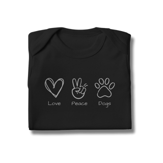 Nome do produto Body - Love, Peace, Dogs
