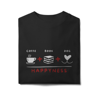 Nome do produto Camiseta Oversized - Coffee + Book + Dog = Happyness
