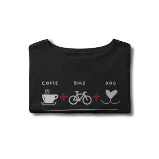 Nome do produto Cropped - Coffee + Bike + Dog = Hapyness