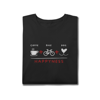 Nome do produto T-Shirt Plus Size - Coffee + Bike + Dog = Hapyness