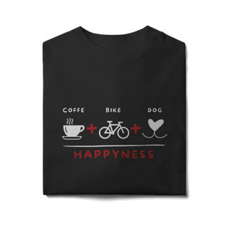 Nome do produto Camiseta Oversized - Coffee + Bike + Dog = Happyness