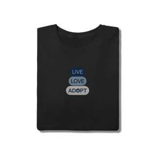 Nome do produto T-Shirt Quality - Live, Love, Adopt Blue