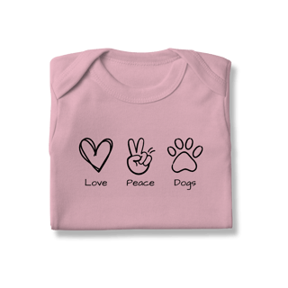 Nome do produto Body - Love, Peace, Dogs