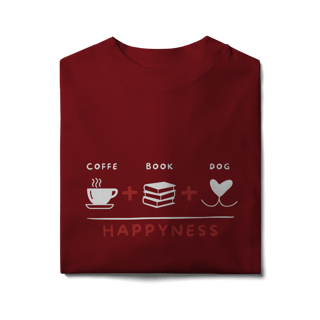 Nome do produto Camiseta Oversized - Coffee + Book + Dog = Happyness