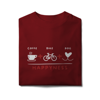 Nome do produto Camiseta Oversized - Coffee + Bike + Dog = Happyness