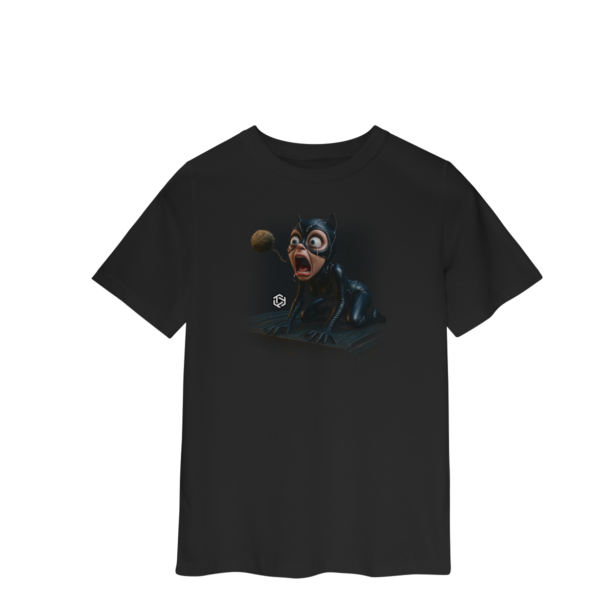 Nome do produto: Camiseta Mulher-Gato inusitada Infantil (2 a 8)