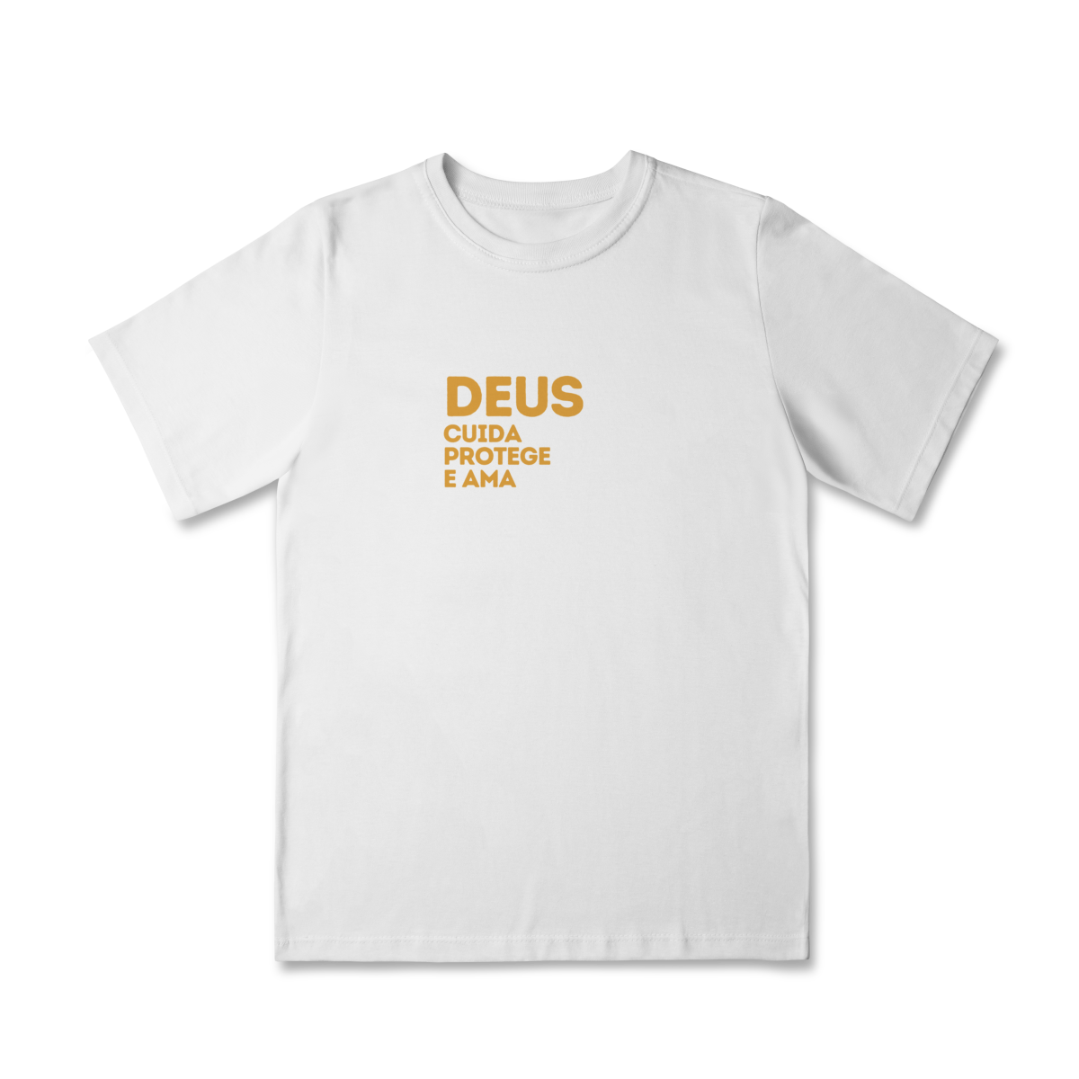 Camiseta Quality Infantil (2 a 8) - Deus cuida, protege e ama