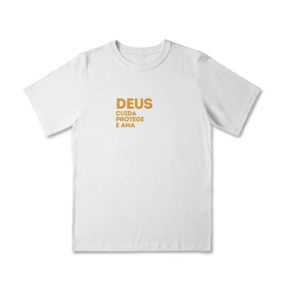  Camiseta Quality Infantil (2 a 8) - Deus cuida, protege e ama