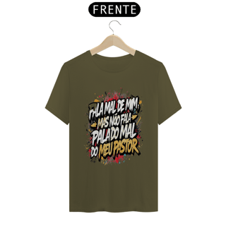 Nome do produto Licuti Original – Camiseta Gospel “Fala Mal de Mim, Mas Não Fala Mal do Meu Pastor