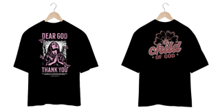 Nome do produto T-Shirt Oversized Unissex - Dear God thank you