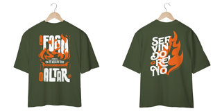 Nome do produto T-Shirt Oversized Unissex - Fogo no altar
