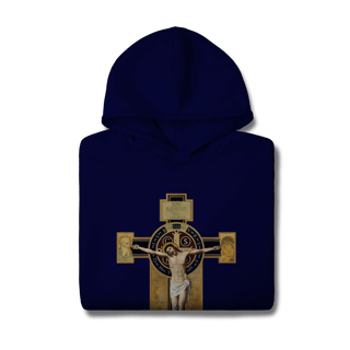 Nome do produto Moletom - Cruz com Medalha de São Bento - IESVS NAZARENVS REX IVDÆORVM