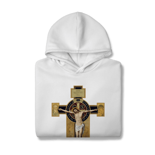 Nome do produto Moletom - Cruz com Medalha de São Bento - IESVS NAZARENVS REX IVDÆORVM