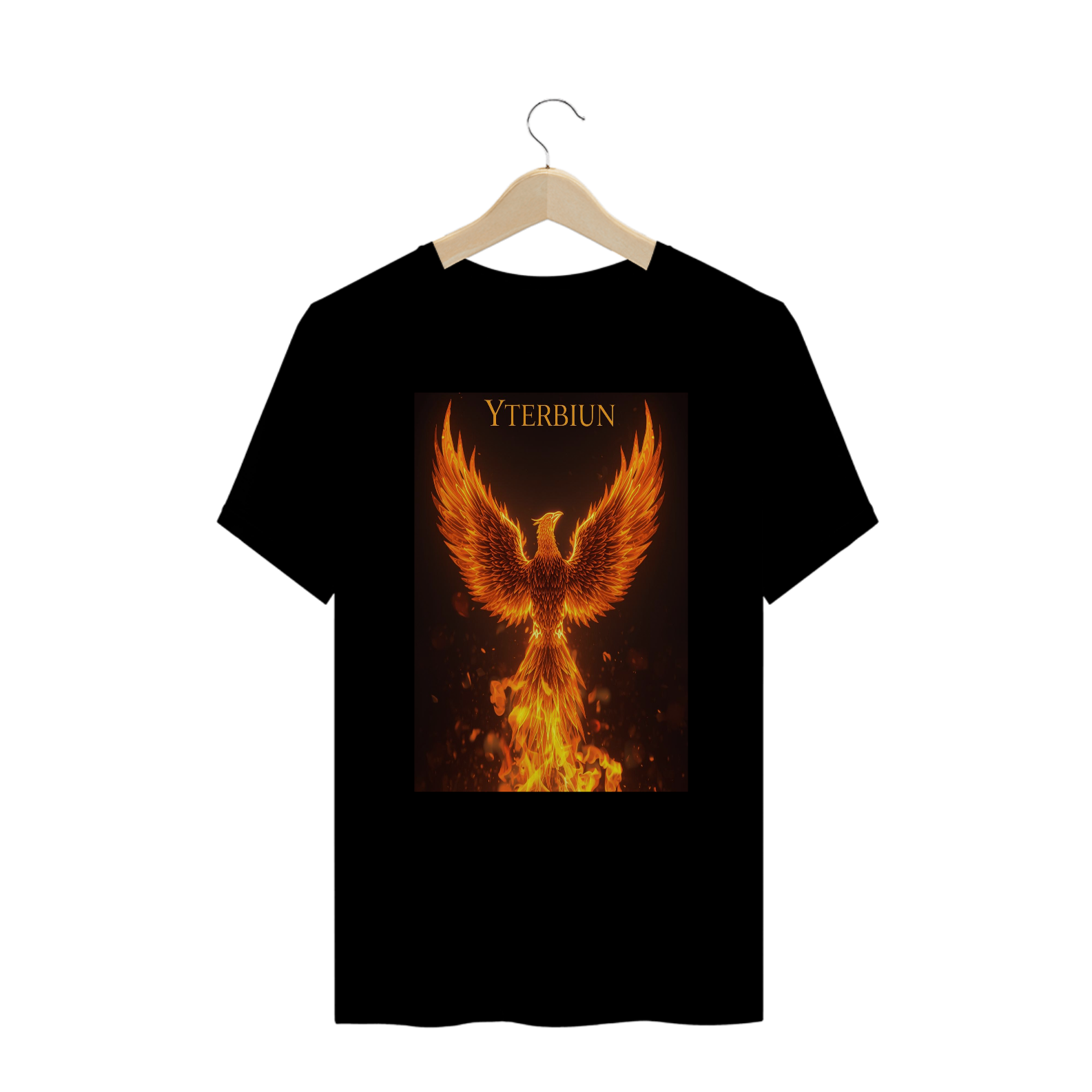 Camiseta Preta Yterbiun – Fênix em Chamas