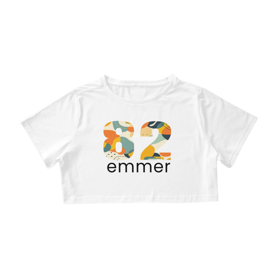 Camisa cropped linha aquarela number