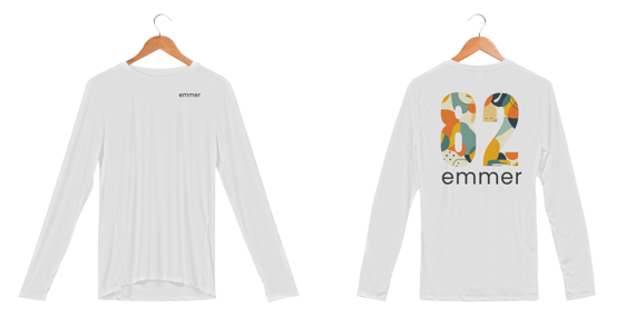 Camisa manga longa sport dry uv linha aquarela number