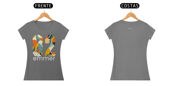 Camiseta baby long estonada linha aquarela number