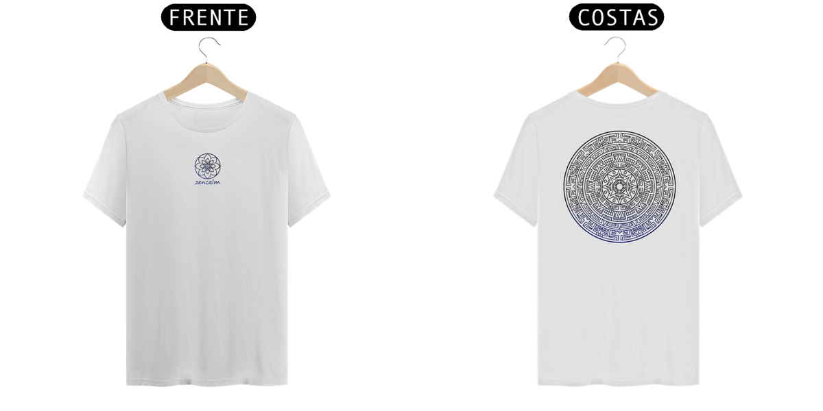 Nome do produto: Camiseta Mandala Asteca ancestral - Linear preto e azul