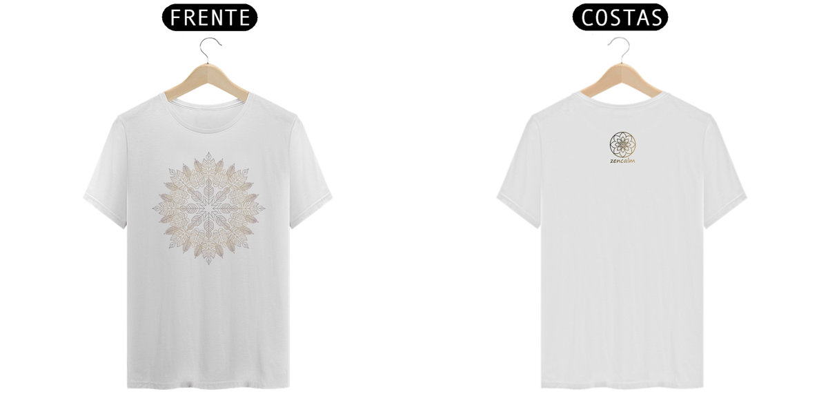 Nome do produto: Camiseta Mandala folhas de inverno - Cores neutras