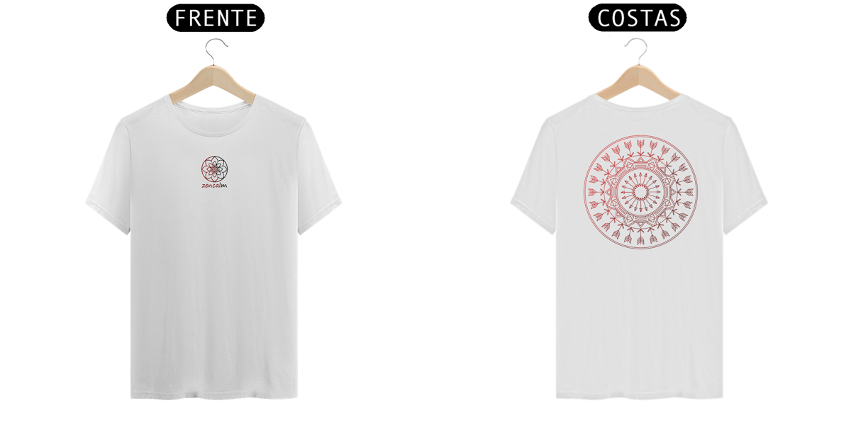 Nome do produto: Camiseta Mandala Indígena flechas - Linear vermelho e preto