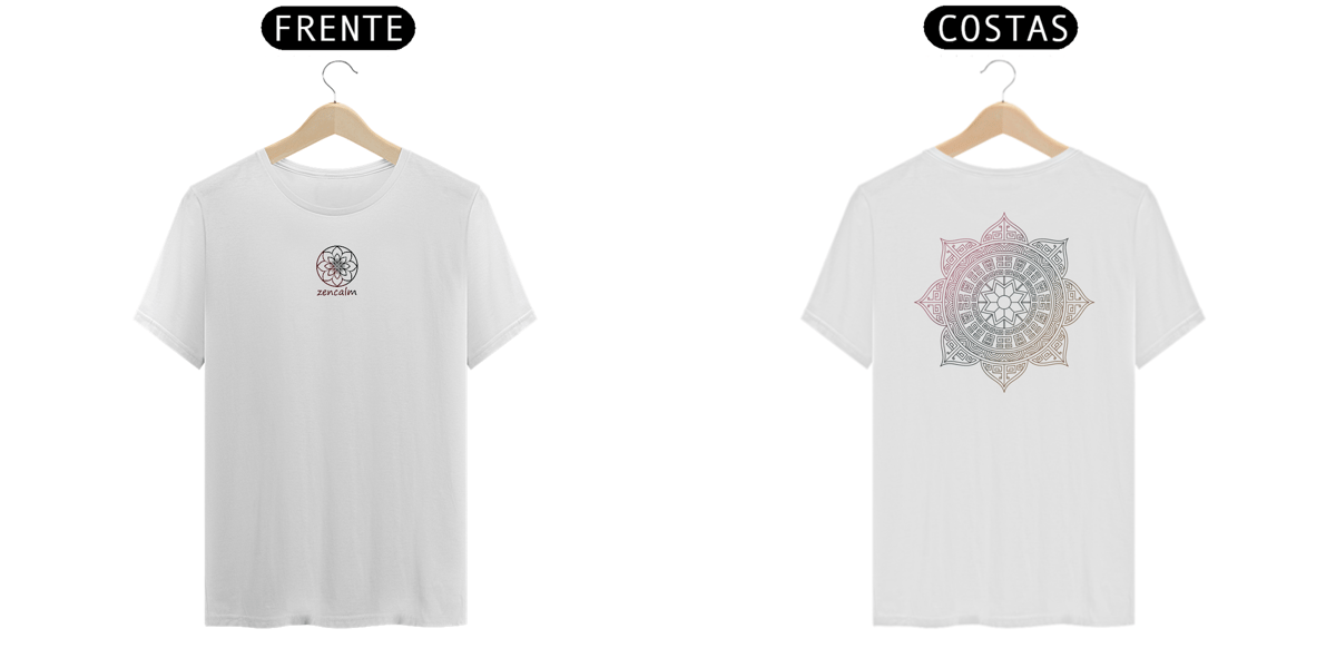 Nome do produto: Camiseta Mandala Chinesa Engenhoca - Degradê vermelho, preto e marrom claro