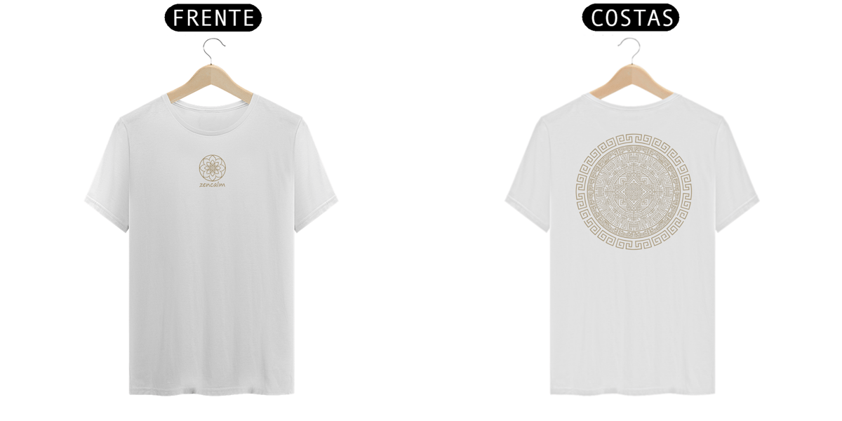 Nome do produto: Camiseta Mandala Inca Labirinto - Marrom claro