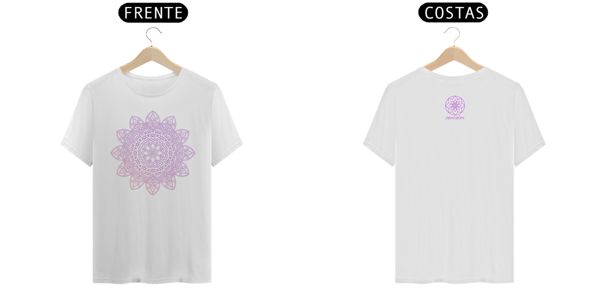 Nome do produto: Camiseta Mandala Indiana Pink Mod - Degradê rosa