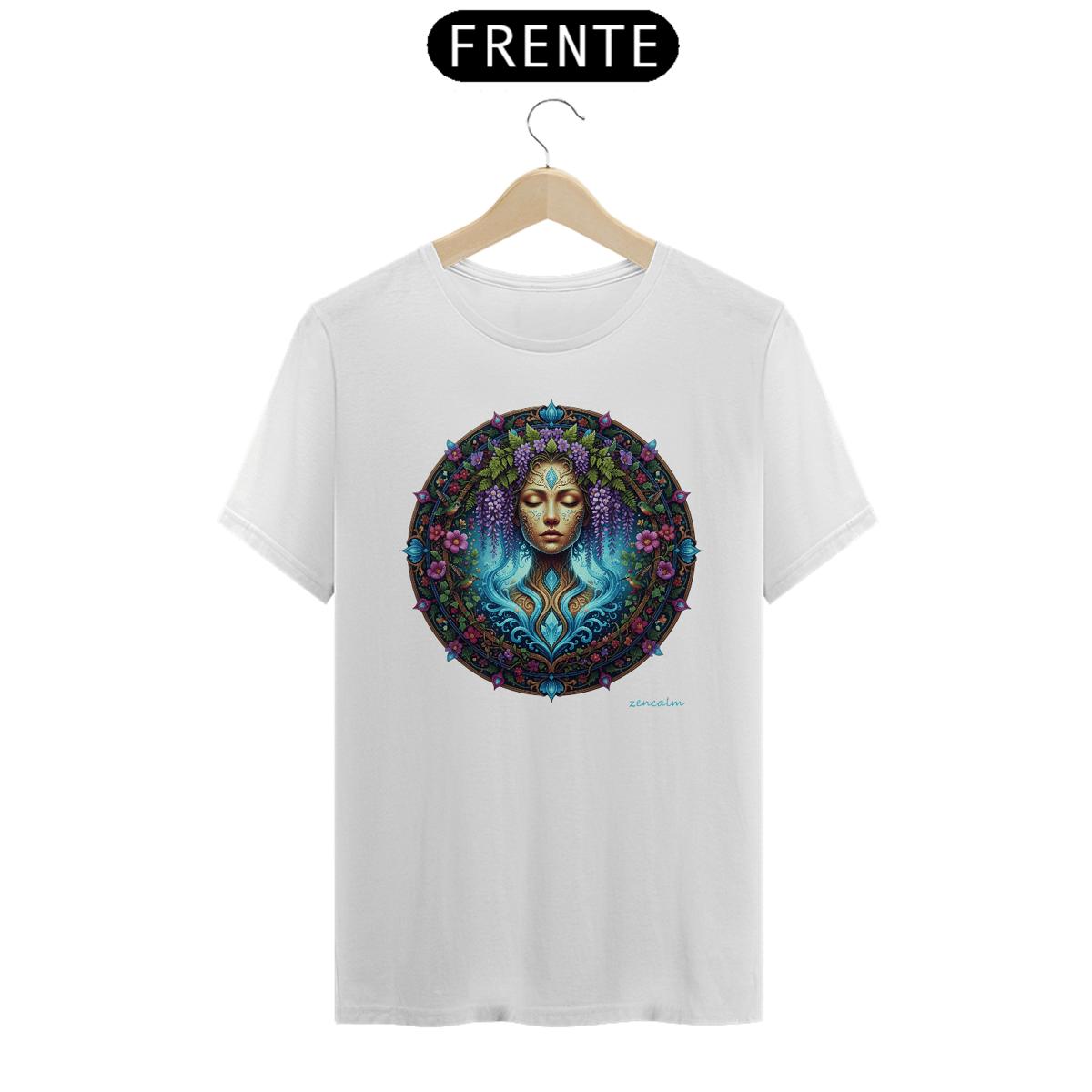 Nome do produto: Camiseta Círculo Feminino - Violetas roxas - White