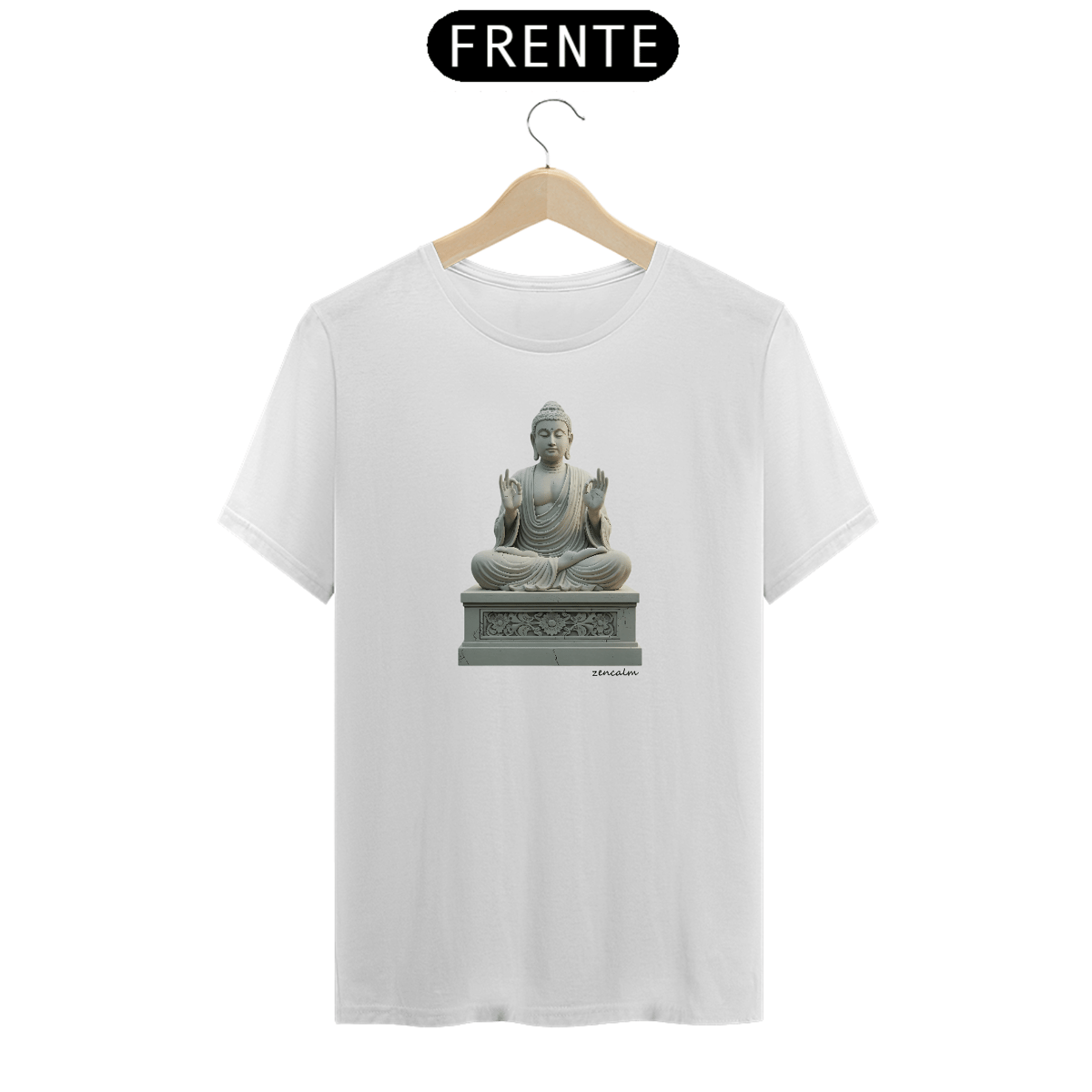 Nome do produto: Camiseta Estátua Branca Buda Meditando