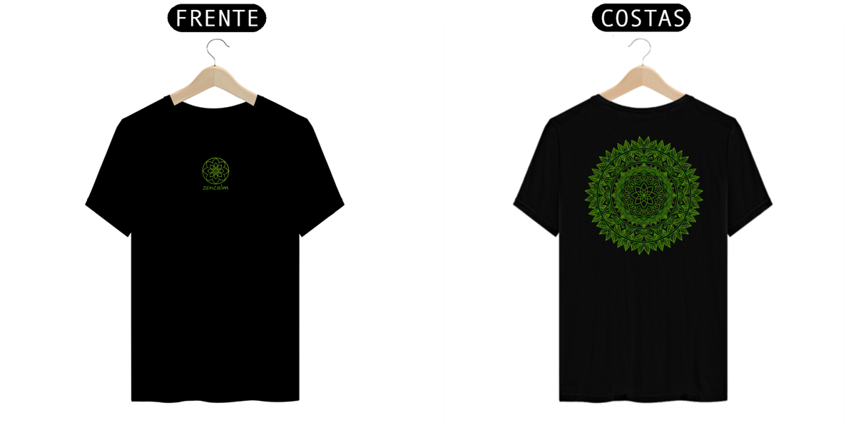 Nome do produto: Camiseta Mandala folha verde - Radial verde reluzente