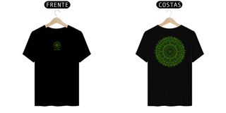 Camiseta Mandala folha verde - Radial verde reluzente