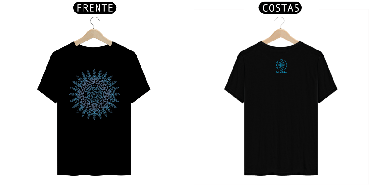 Nome do produto: Camiseta Mandala Inca Ponta de Lança - Radial azul