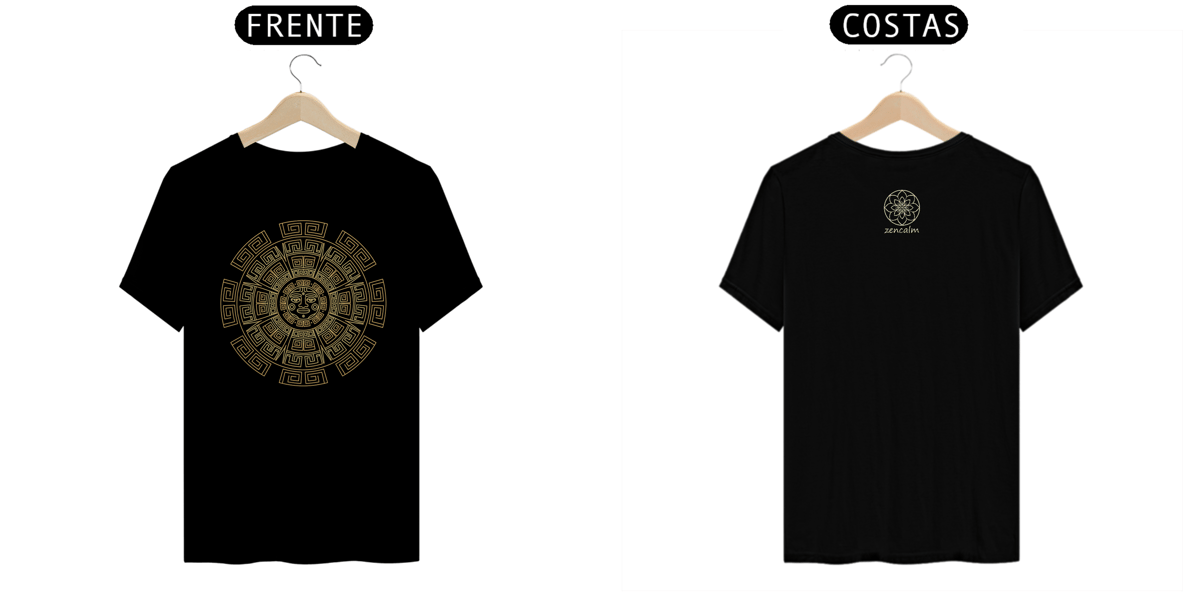 Nome do produto: Camiseta Mandala Maia Tradicional Gold - Degradê amarelo ouro