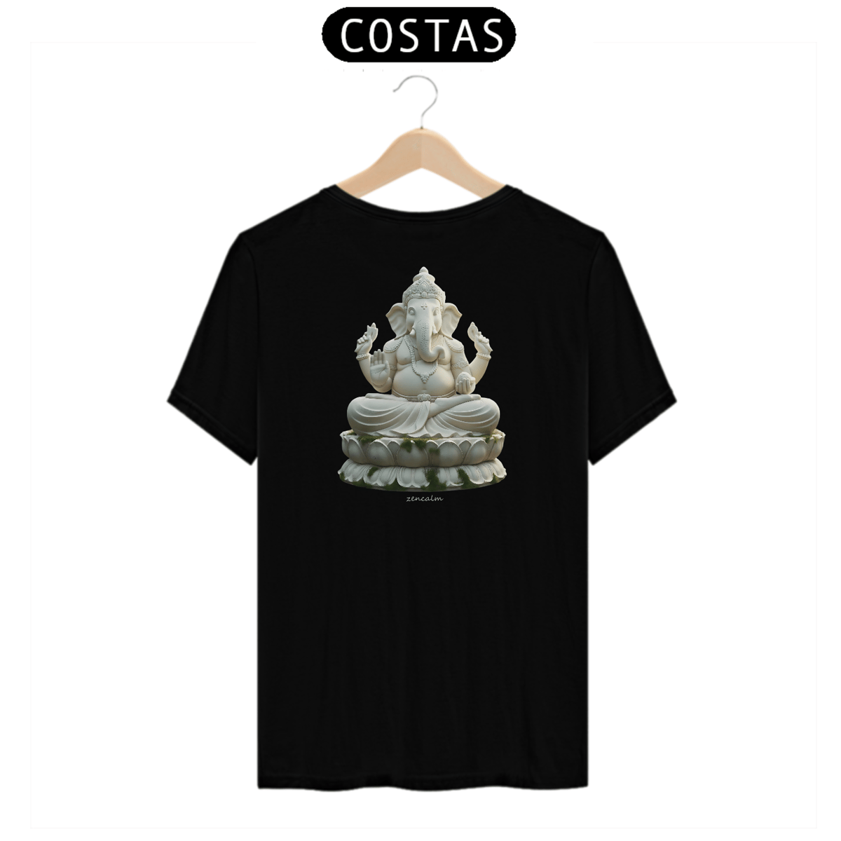 Nome do produto: Camiseta Estátua Branca Ganesha Meditando