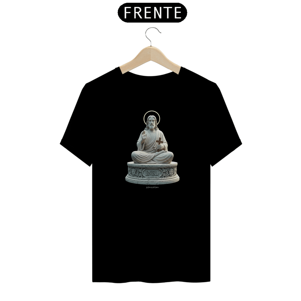 Nome do produto: Camiseta Estátua Branca Jesus Meditando