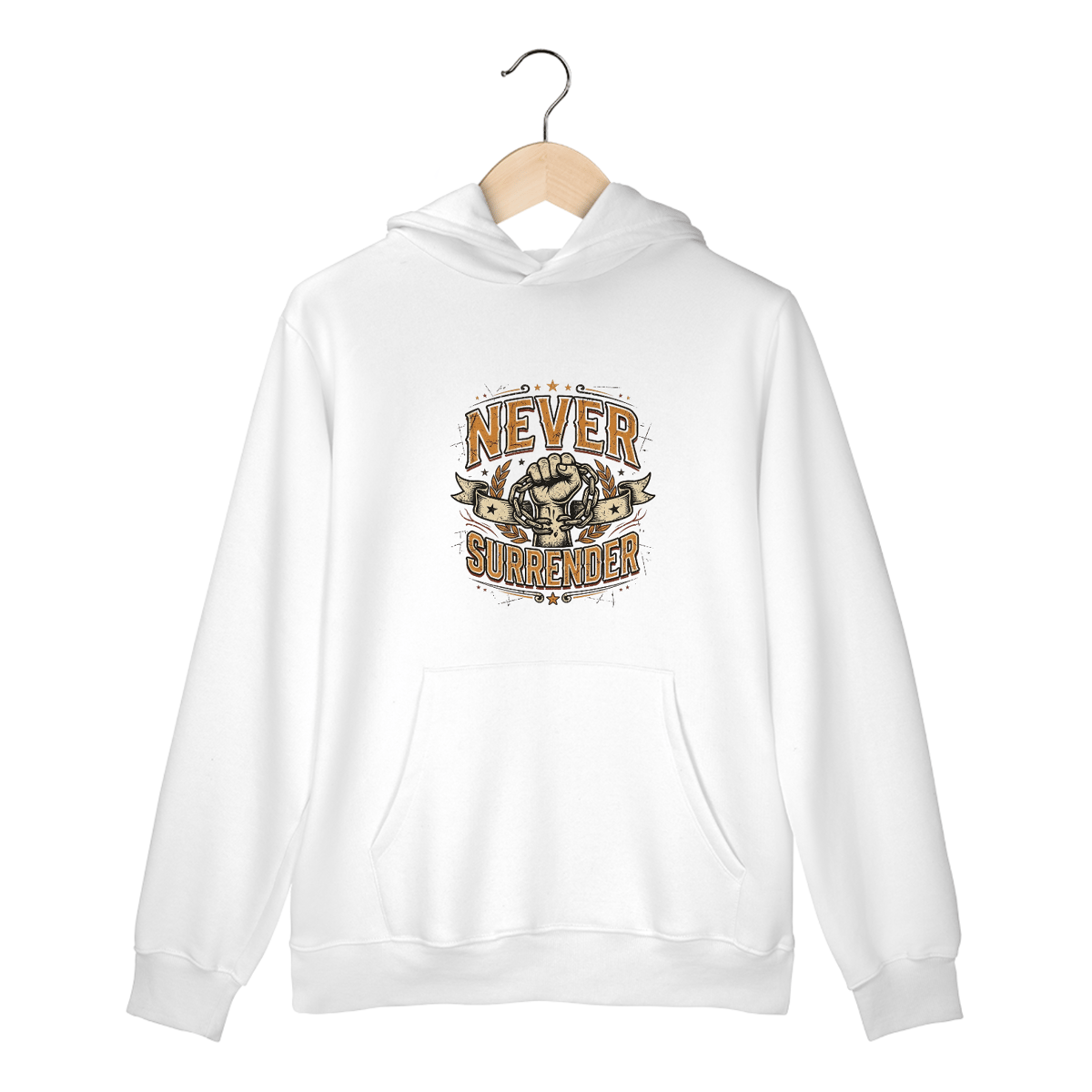 Nome do produto: Moletom com bolso Never Surrender 