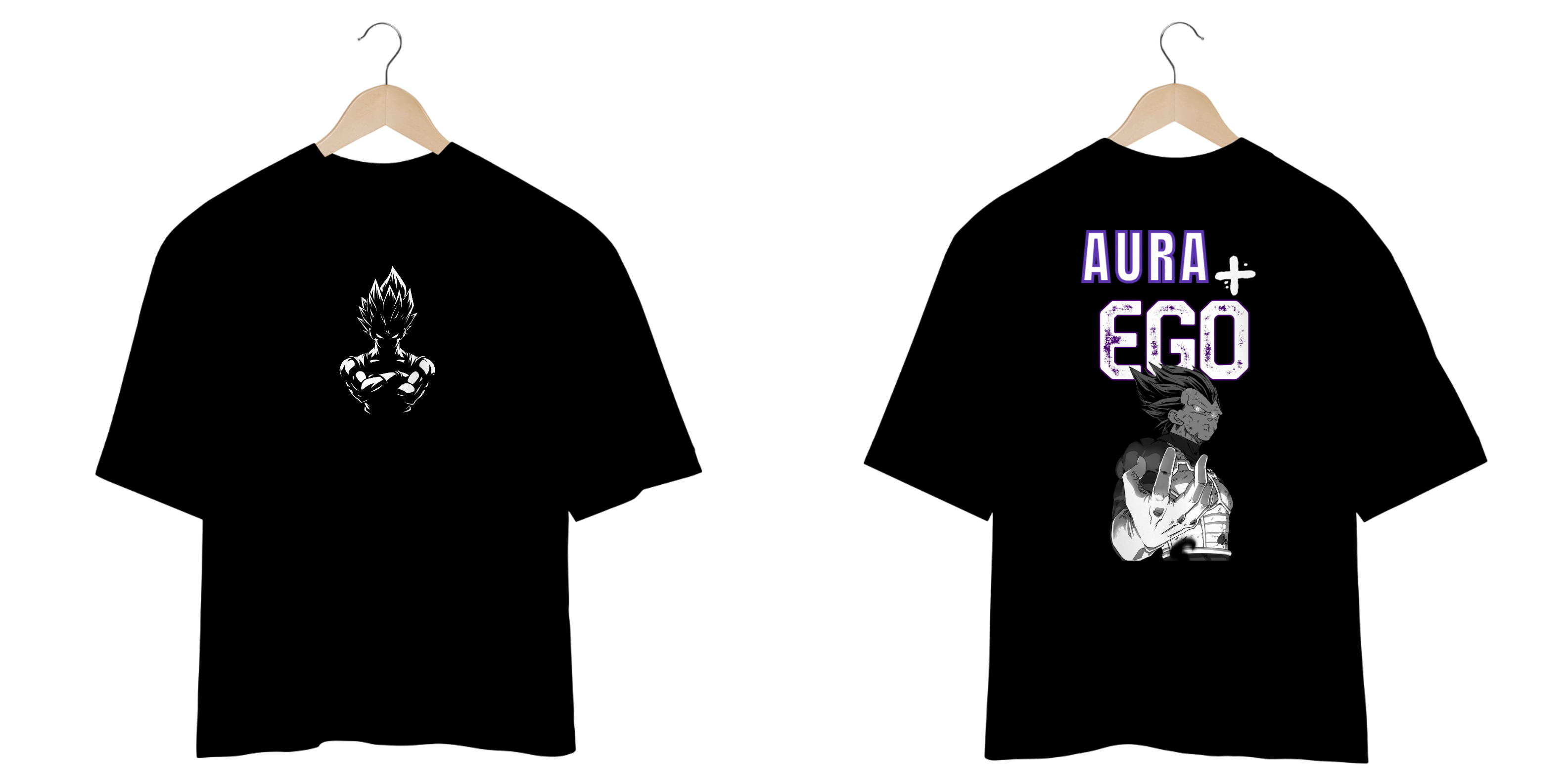 Nome do produto: Oversized Dragon Ball Preta - Vegeta AURA + EGO