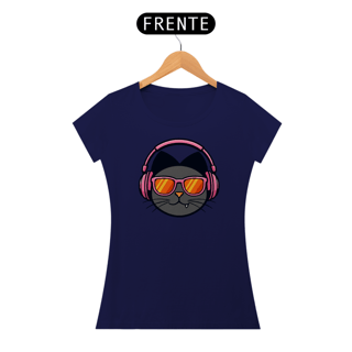 Nome do produto Camisa O Gato Zin Headphone Rosa - Baby Long Classic