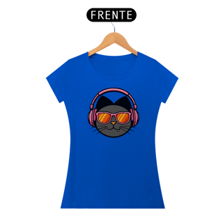 Nome do produto Camisa O Gato Zin Headphone Rosa - Baby Long Classic