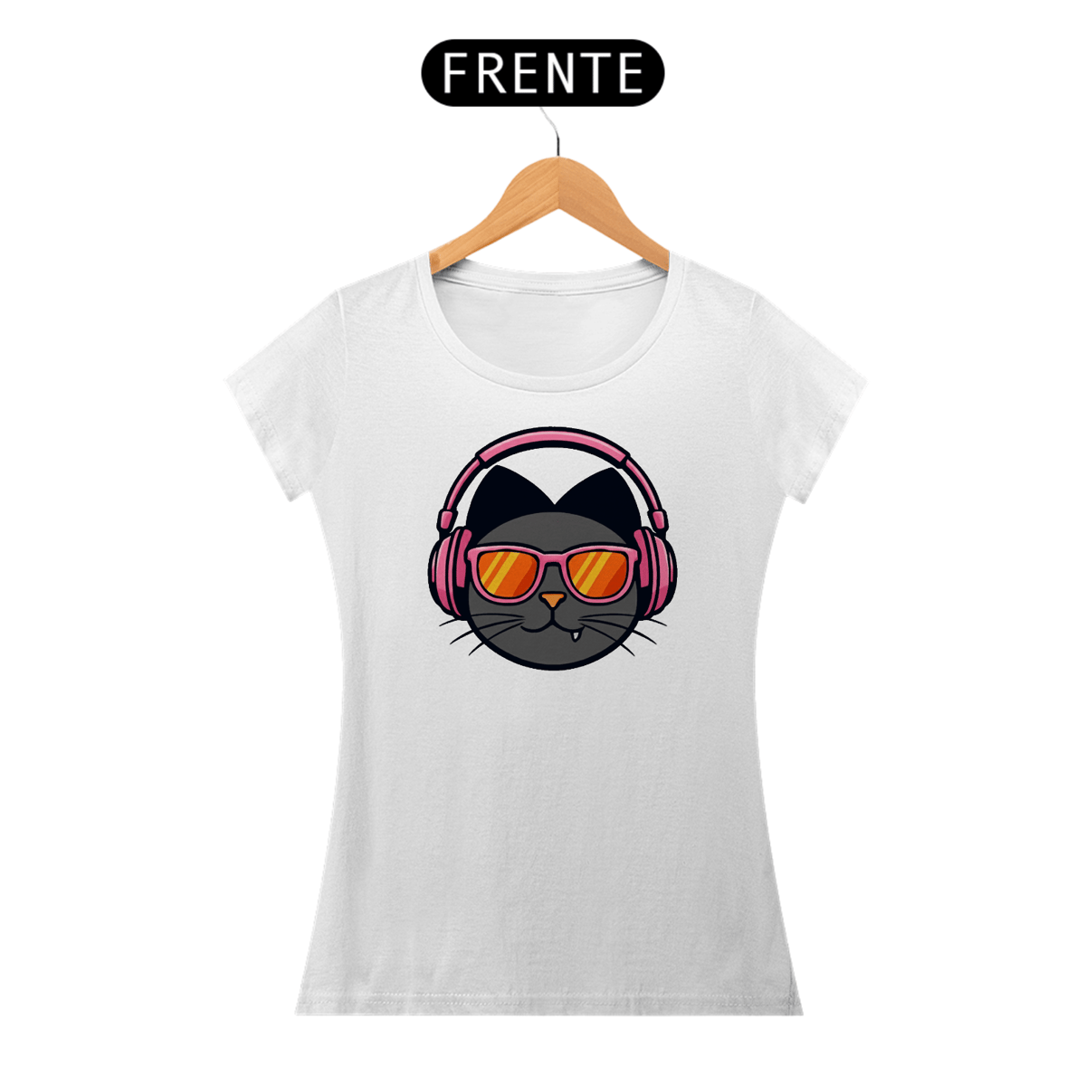 Nome do produto: Camisa O Gato Zin Headphone Rosa - Baby Long Classic