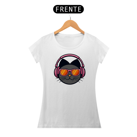 Camisa O Gato Zin Headphone Rosa - Baby Long Classic