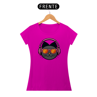 Nome do produto Camisa O Gato Zin Headphone Rosa - Baby Long Classic