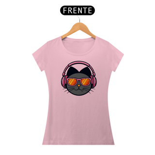 Nome do produto Camisa O Gato Zin Headphone Rosa - Baby Long Classic