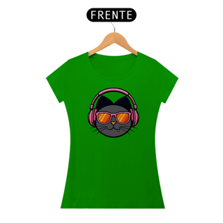 Nome do produto Camisa O Gato Zin Headphone Rosa - Baby Long Classic